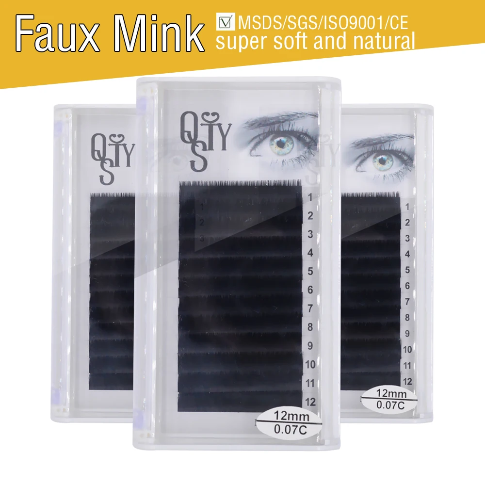 QSTY Individual false mink silk lashes eye lash extensions J B C Dcurl mix length makeup 4