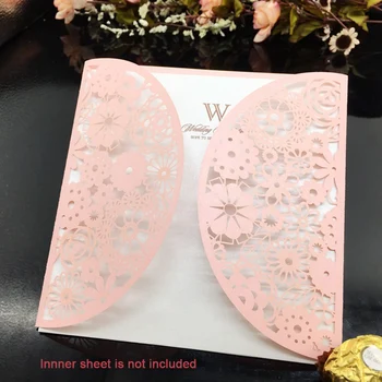 

10pcs/set Cute Flower Laser Cut Wedding Invitation Card Event Party Supply Shiny Pearl Paper Wedding Card Decoration Hollow Out