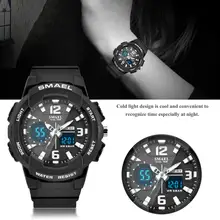 4 цвета Для мужчин Для женщин SMAEL Водонепроницаемый Цифровые Аналоговые часы с двумя дисплеями круглый электронные спортивные светодиодный открытый кварцевые наручные часы