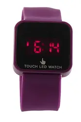 Ycys! Красочные Мужская светодиодный цифровой Сенсорный экран силиконовые наручные часы Фиолетовый