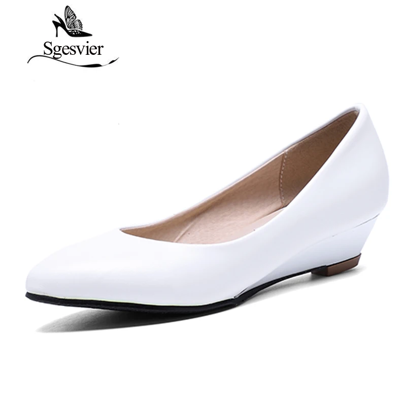 32 Blanco Cabeza Negro Cuña black En Zapatos Beige Sgesvier Resbalón Señora Puntiaguda Bajos Mujer Ox094 Mujeres white 48 Tacones Bombas qwEEpxOR7