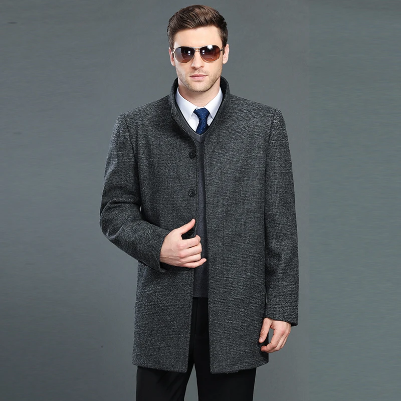 

New arrival Mandarin collar men's clothing autumn and winter elegant design business wool coat plus size outerwear