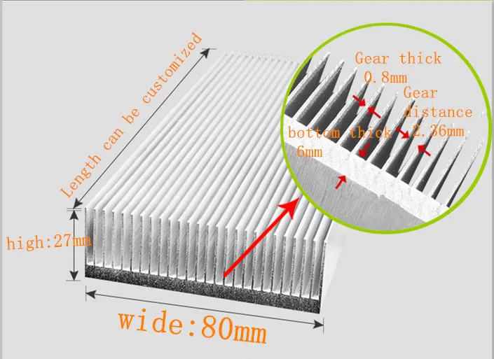 HANGYUE 80*100*27 мм алюминиевый радиатор для высокой мощности Светодиодный IC чип кулер радиатор теплоотвод