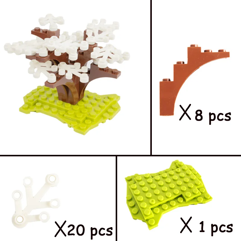Город Военные Аксессуары строительные блоки садовые деревья растения блоки кирпичи игрушки рождественские фигурки части лес камуфляж лист - Цвет: 1901-02-08