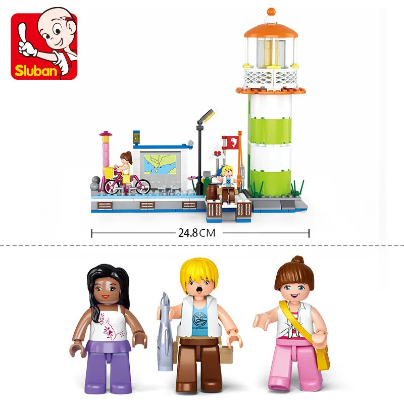 277Pcs City Pink Dream Pier Wharf Beacon Lighthouse Building Blocks Sets Compatible LegoINGs Friends Bricks Toys for Children