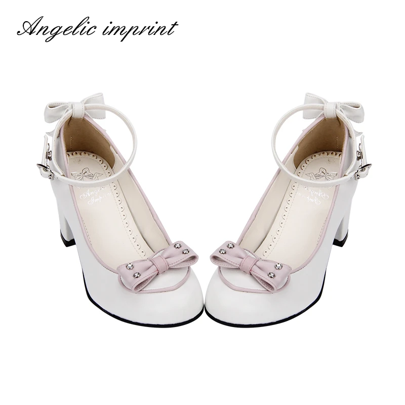 

2018 Spring Sweet Bow Elegant Lolita Cosplay Shoes Chunky High Heel Pumps Princess Party Shoes
