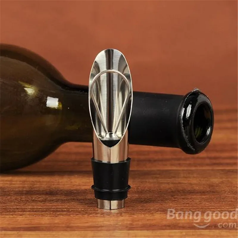 

1Pc Stainless Steel Wine Pourers Barware Wine Funnel Bottle Pourer Dumping Alcohol Champagne Stoppers Plug Bar Tools
