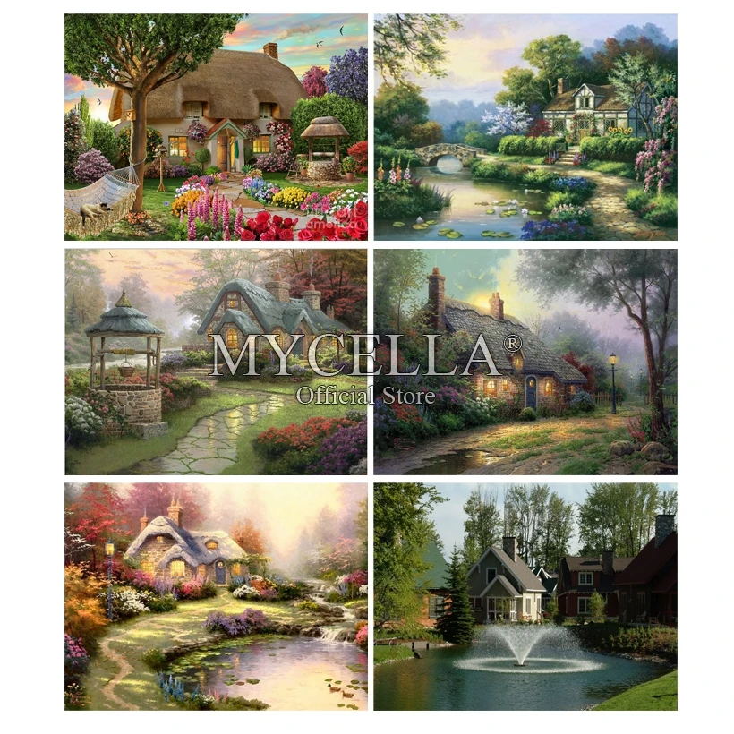 

5D DIY Diamond Painting Cross Stitch landscape Embroidery Dream Cottage Diamond Mosaic Full Round Rhinestone Home Decor Crafts