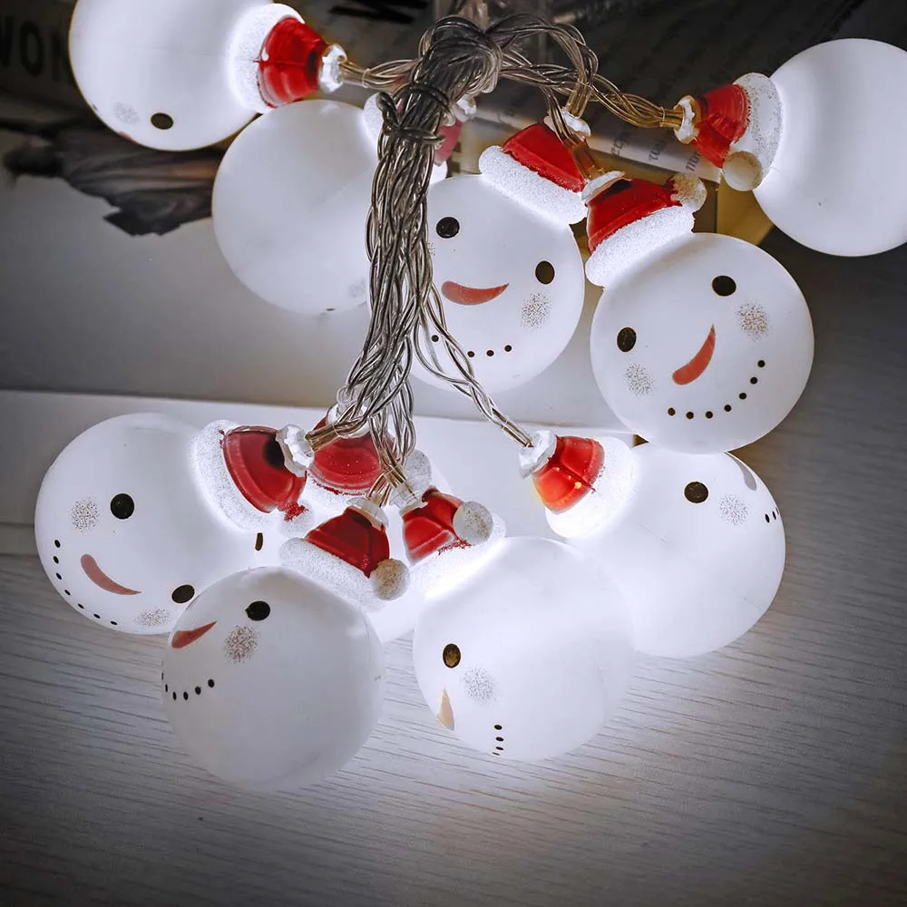 2 м Снеговик светодиодные сказочные гирлянды Санты светодиодные рождественские светильники для дома и сада, вечерние свадебные новогодние гирлянды