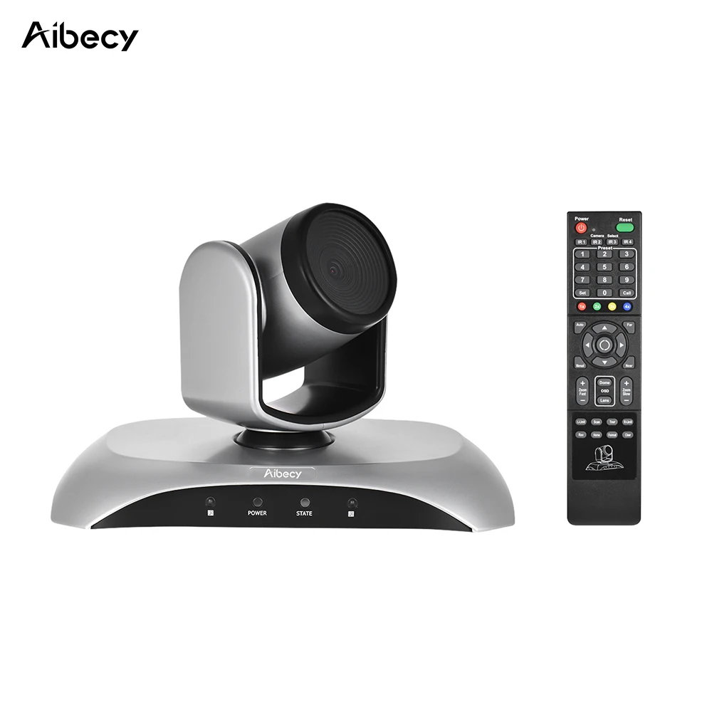 

Aibecy 1080P FHD USB Video Conference Camera Auto Focus 360D Auto Scan Plug-N-Play with Infrared Remote Control for work office