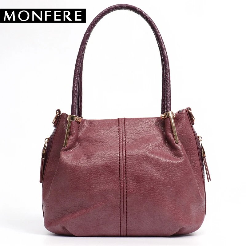

MONFERE faux leather casual large women tote bag soft solid color with crocodile print trim patchwork handbags&crossbody bags