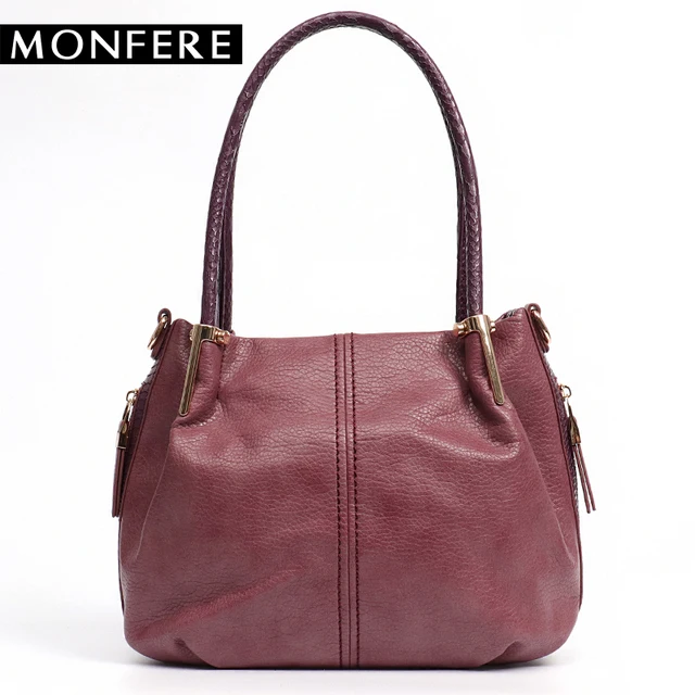 MONFERE Casual Tote Bag women bag soft crocodile TOP HANDLE BAGS Wine