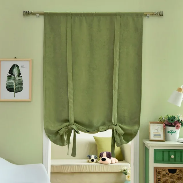 Online Roman Blinds Short Kitchen Curtains Blackout Thick Ready Roman Blinds Short Kitchen Curtains Blackout Thick Ready Made Rod Pocket Door Brown Blue Green Tie Up Balloon Solid