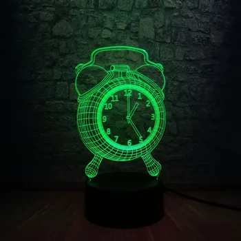 

New Retro Fasion Alarm Clock Style Toy Decorative 3D USB Lamp Multicolor RGB LED Bulb Desk Table Night Light Home Novelty Design