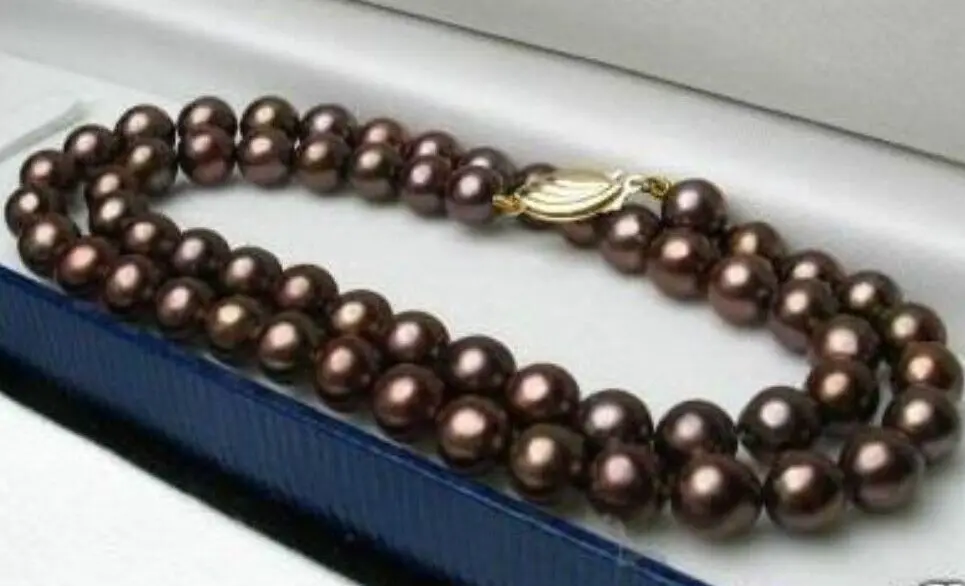 

Free shipping hot sale Women Bridal Wedding Jewelry >>stunning 10-11mm chocolate Pearl Necklace 17inch