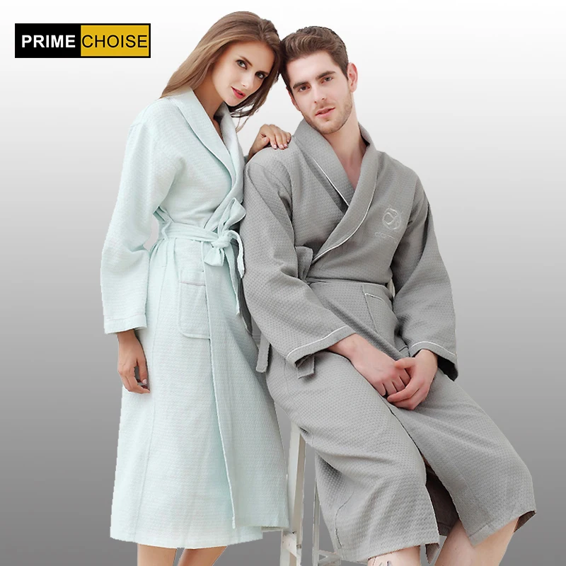 Женский и мужской хлопковый банный халат большого размера|waffle bath robes|bath robecotton