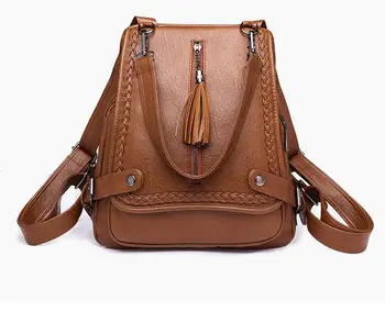 

Fashion women soft leather backpack two shoulder small backpack for travel campus student multi function backpack shuivg7u