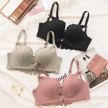 Wasteheart Women Fashion Cut Out Padded Bras Bralette One-Piece Cotton Panties Push Up Bra Sets Underwear Sexy Lingerie Sets bowknot cut out lingerie bralette set