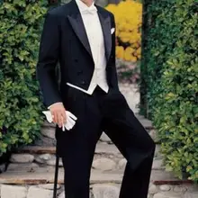 Черный ласточка Хвостатые пальто 5 штук максимумом нагрудные(куртка+ брюки+ жилет+ галстук-бабочка+ платок) костюм Homme высокое качество красивый Terno