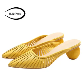 

WEIQIAONA sexy ankle strap woman Fashion Design egg ball with high heels transparent ladies high heel Wedding Sandals