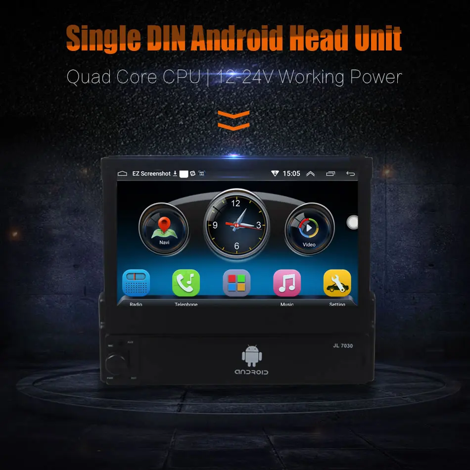 

Single Din Android Quad Core 7 Inch Touch Screen Car Dash Player GPS WIFI Bluetooth Hean Unit Stereos 12V - 24V for Car Truck