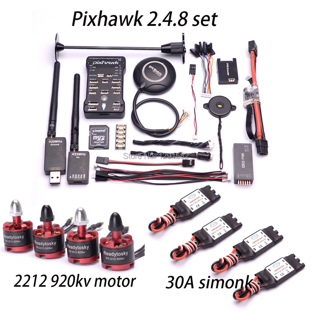 

Pixhawk PX4 Autopilot PIX 2.4.8 Flight Controller w/ 433 telemetry M8N GPS 2212 920kv motor 30A simonk ESC For Quadcopter
