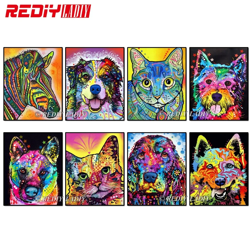 

REDIY LADIY Diamond Embroidery Animals Abstract Drawing Full Square Resin Picture of Rhinestones Diamond Painting Mosaic Pattern