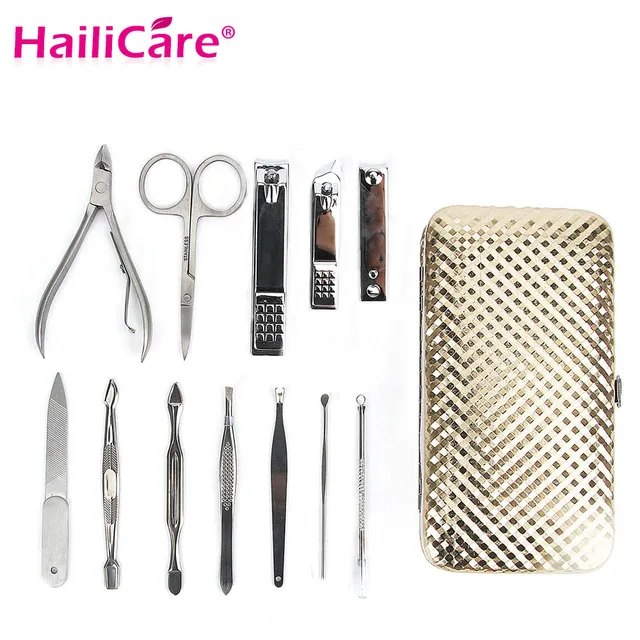 Best Offers 12 pcs Manicure Set Tools Nail Clipper Scissors Tweezer Pedicure Tools Nail Art kit Stainless Steel Nail Care Knife Ear Pick