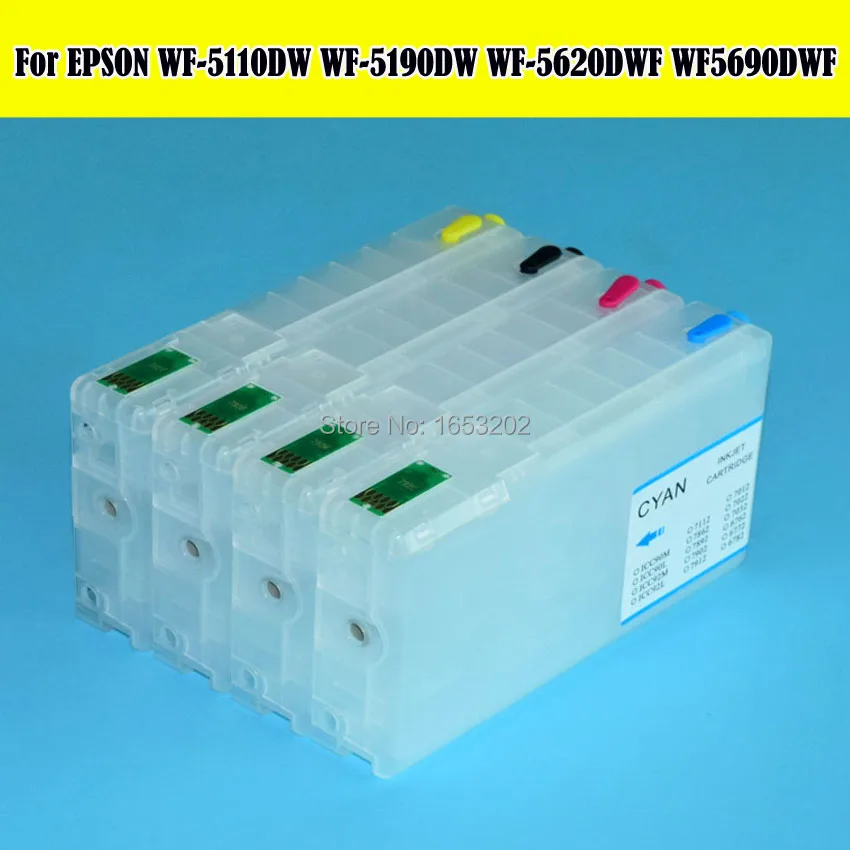 4 шт./лот T7901 T7902 T7903 T7904 Заправляемый чернильный картридж для Epson WF-5110/WF-5620/WF-5690/WF-5190