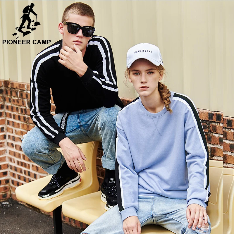 

Pioneer camp new arrival hoodies sweatshirt women brand clothing black white stripe hoodies female couple tracksuit