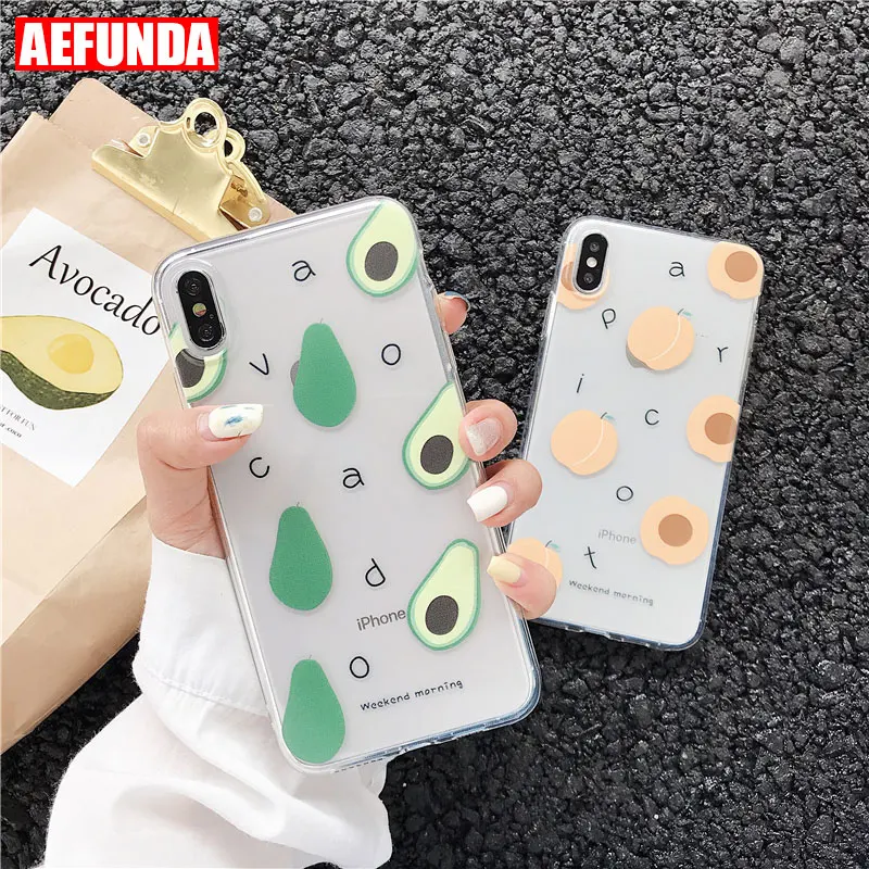 

Summer Peach Avocado Soft TPU Phone Case For iPhone X XS Max XR 7 8 6 6S Plus Coque Fashion Silicone Clear Protective Back Cover