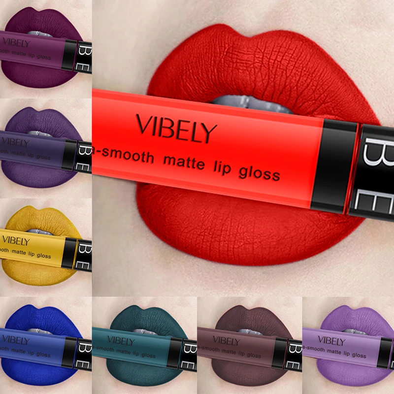 

2019 New pattern Long Lasting Pigments Matte Lipstick Lips Tint Waterproof cup Lip Gloss Matte Makeup Lip glaze lip gloss