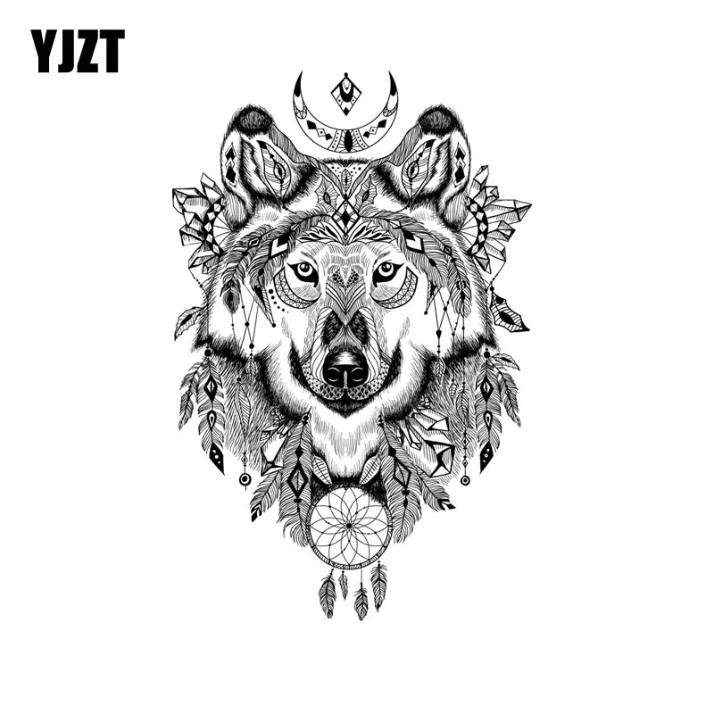 

YJZT 11.5CM*17.7CM Fashion Tribal Wolf Totem PVC Motorcycle Car Sticker 11-00469