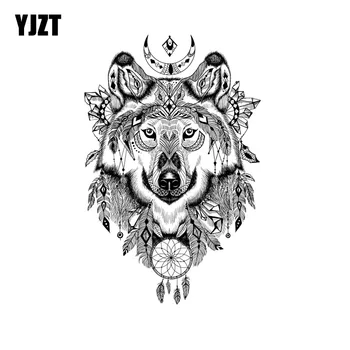 

YJZT 11.5CM*17.7CM Fashion Tribal Wolf Totem PVC Motorcycle Car Sticker 11-00469