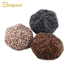 

Fashion Leopard Baby Hat for Girls Autumn Winter Baby Girl Hat Toddler Vintage Print Kids Beret Cap Baby Accessories 1 PC