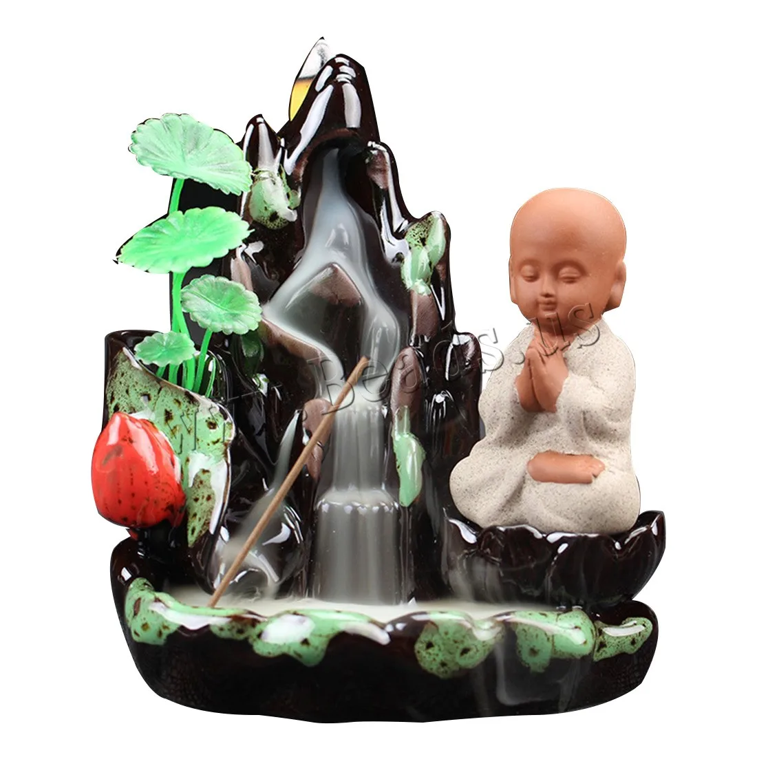 The Little Monk Backflow Incense Burner Glass Flower Pot Plant Container Ceramic Smoke Waterfall Incense Holder Home Decor Gift