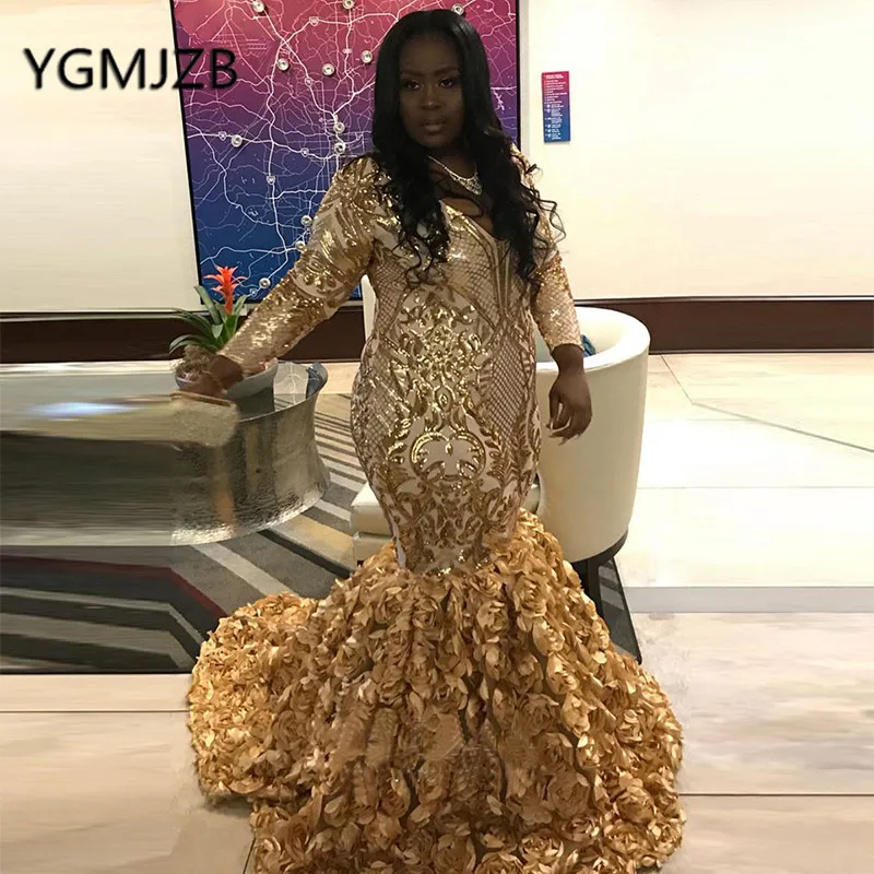 Goud Avondjurken 2019 Mermaid V-hals Lovertjes Lange Mouw Zwart Meisje Afrikaanse Formele Prom Party Dress Vestidos De Gala Goud Avondjurken 2019 Mermaid V-hals Lovertjes Lange Mouw Zwart Meisje Afrikaanse Formele Prom Party Dress Vestidos De Gala