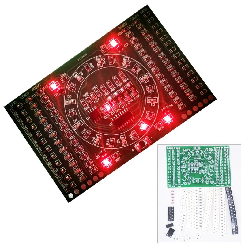 SMD Rotating LED SMD Components Soldering Practice Board Kit DIY ModBP