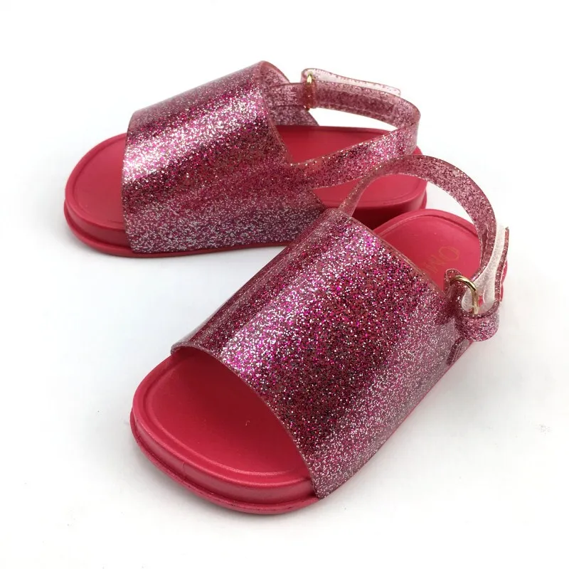 

Cute Flash Band 2019 New Girls Jelly Sandals Children Shoes Baby Sandals Non-slip Girls Beach Sandals Red