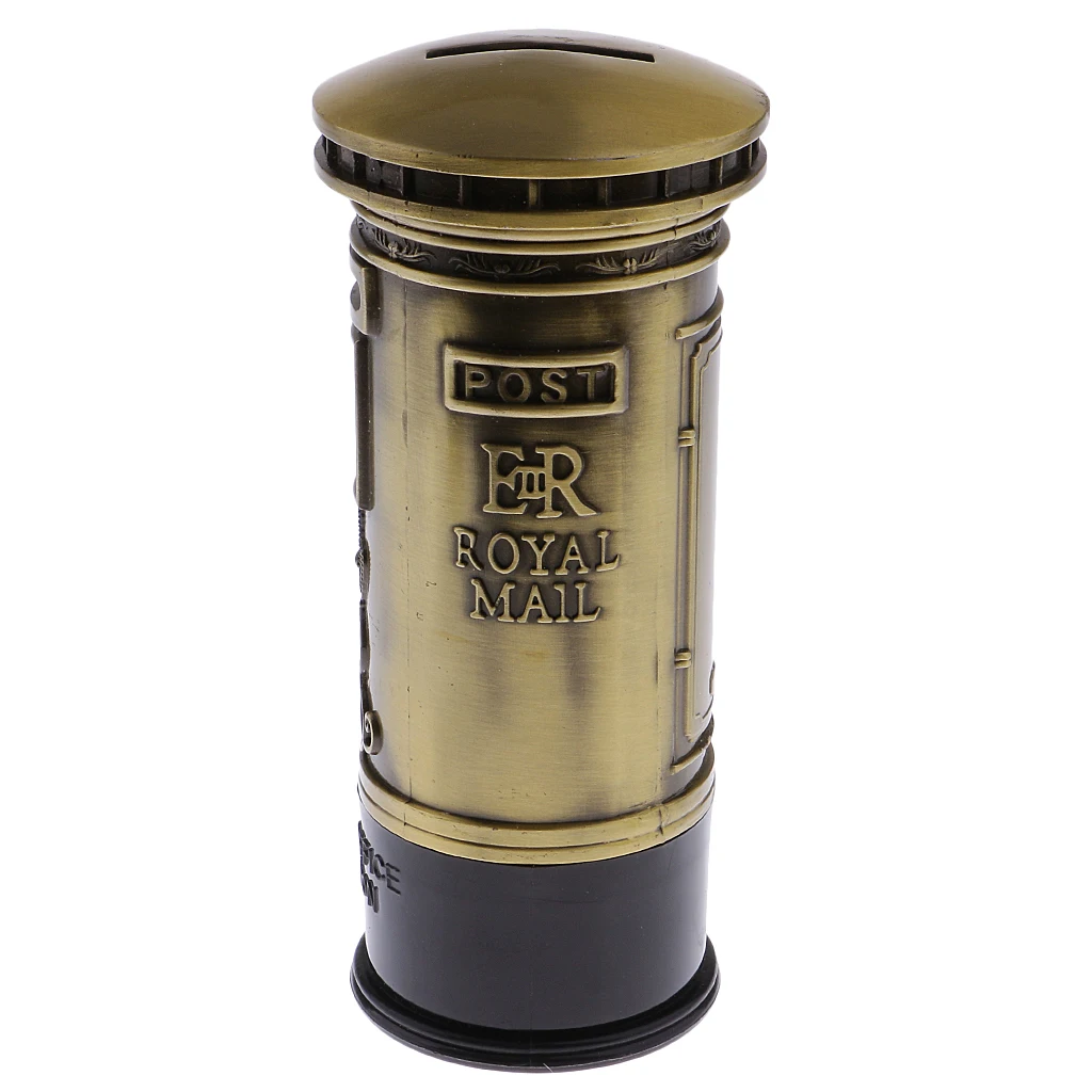 Retro Bronze Britain London Street Mailbox Piggy Bank Postbox Money Box 15cm Height