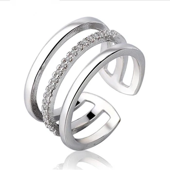 

KOFSAC 2018 Hot Sale New Design Three Layers Ring 925 Sterling Silver Rings For Women/Girls Fashion Jewelry Free Shipping