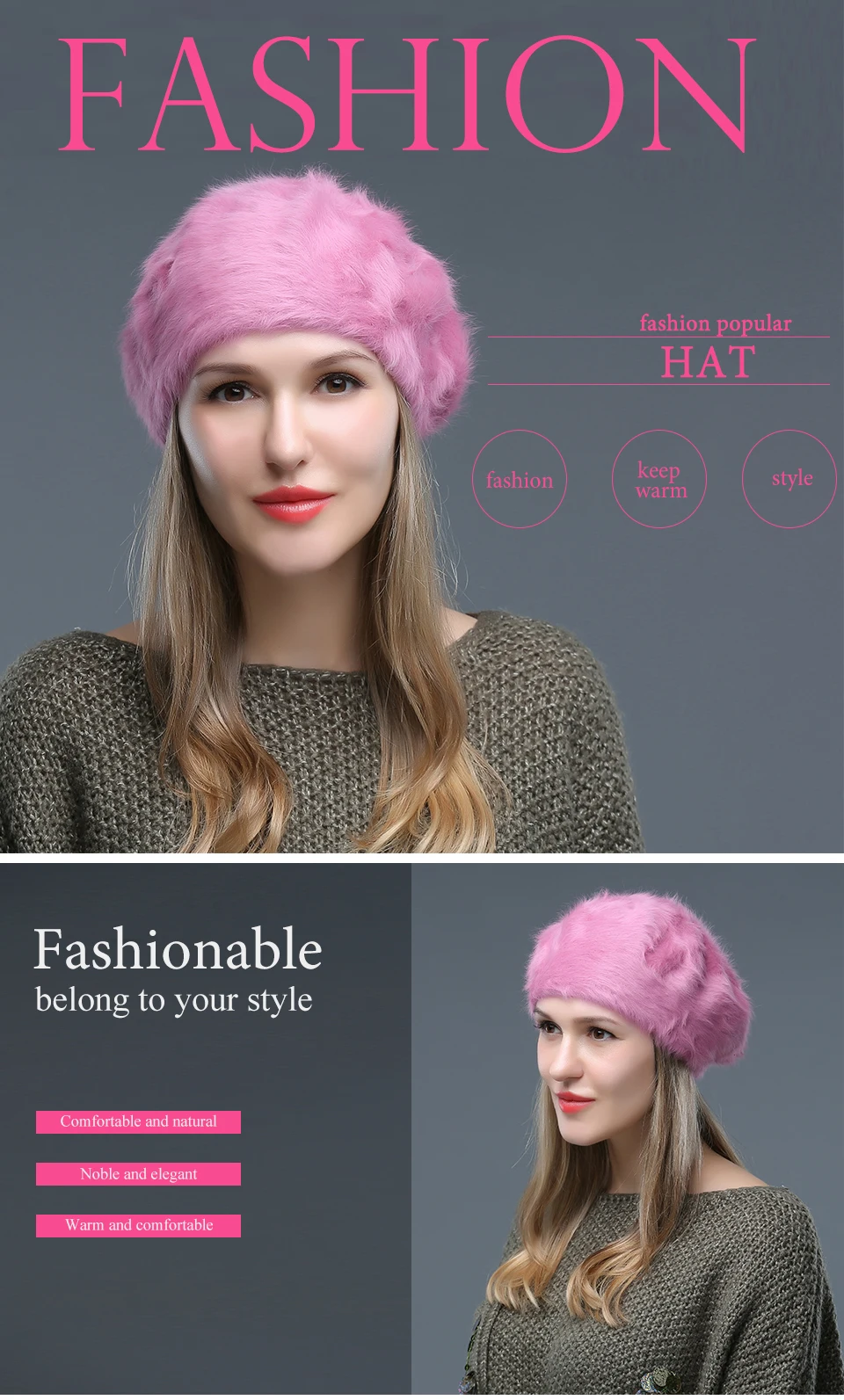 LILIYABAIHE, классический стиль, женская шапка, ангора, Одноцветный берет, мягкая, свободная и удобная, высокое качество, шапка, подходит для любого возраста