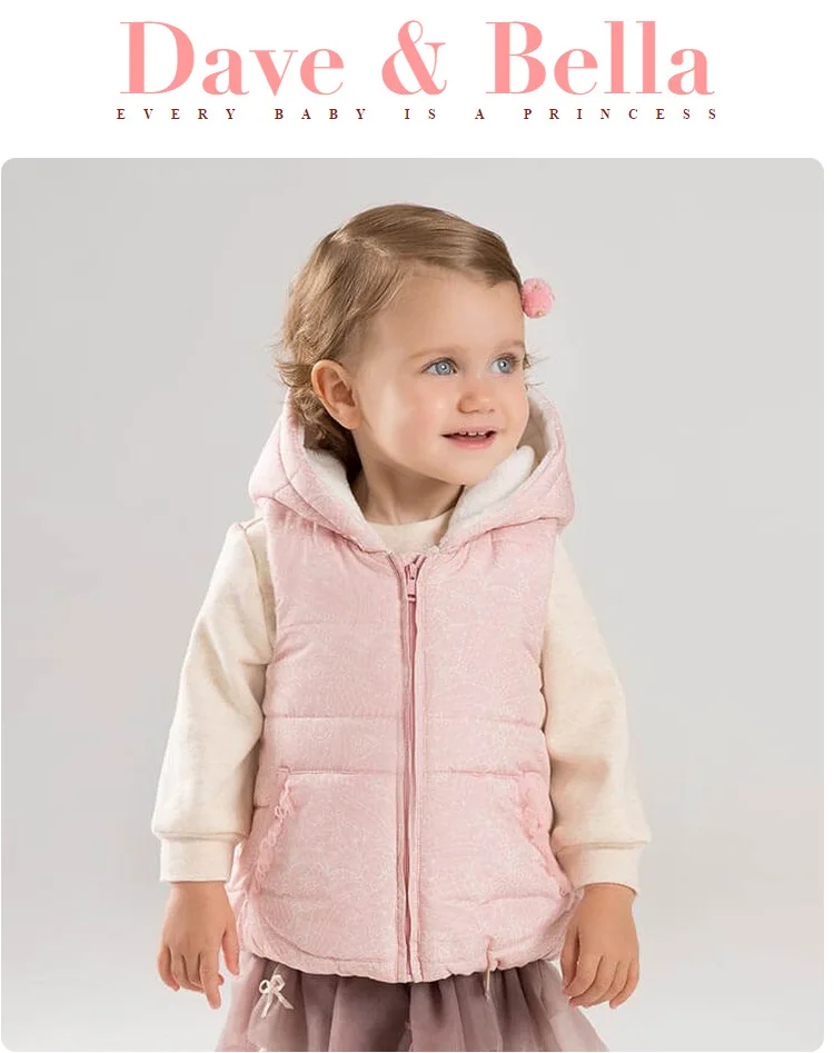 DBJ8597 dave bella/милое осеннее пальто без рукавов для маленьких девочек детское пальто высокого качества детский розовый жилет, 1 предмет
