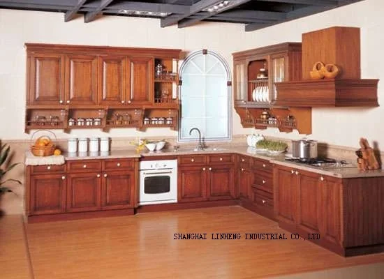 Best Price Solid wood  kitchen cabinets sets (LH-SW019)