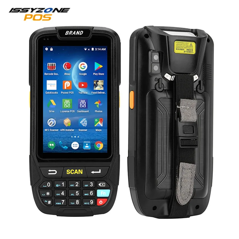 IssyzonePOS PDA الباركود الماسح الضوئي مع طابعة POS محمول Therminal الروبوت 7.0 ديجيتال 1D 2D قارئ GPS Wifi بلوتوث المخزون