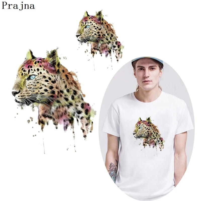 

Prajna Punk Rock Leopard Iron On Transfers PVC Thermal Heat Transfer Patch For Clothing Shirt Ironing Stickers Patches Washable