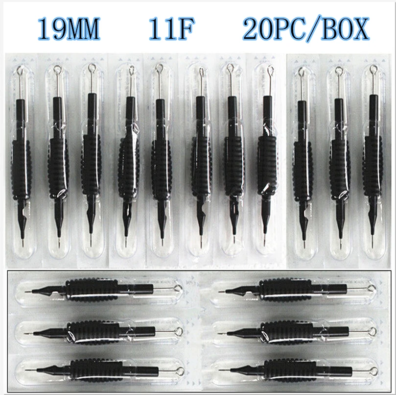 Yilong 20 x одноразовые Насадки для татуажа трубки с Вышивка Крестом Иглы Ассорти 11f Размеры 3/4 "(19 мм) для татуировки Вышивка Крестом Иглы чернил