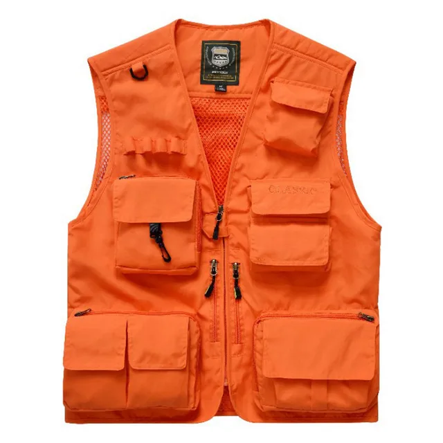 ZCX Chaleco de fotograf/ía Chaleco de Pesca Hombres Primavera y oto/ño Verano Chaleco de Malla Ropa de Trabajo para Exteriores Bolsillo Chaleco Color : Green, Size : L
