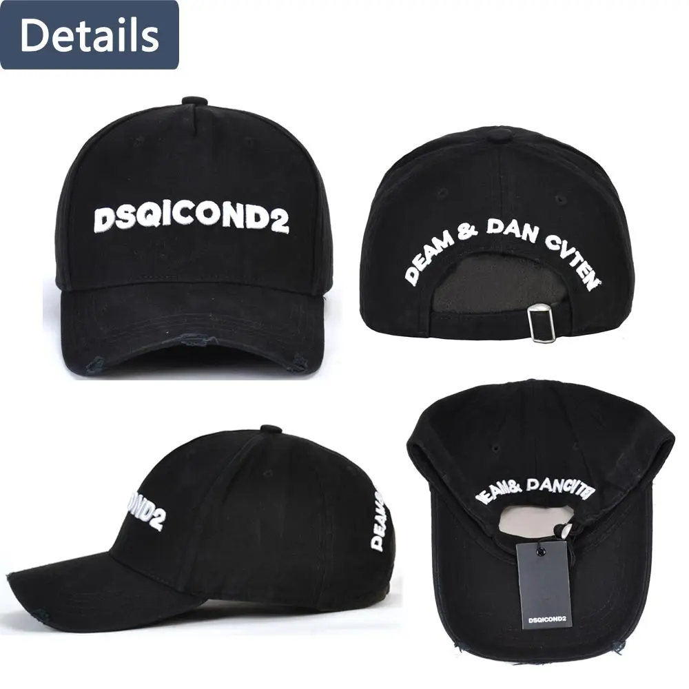 Alta calidad DSQICOND2 algodón Casquette Gorra de béisbol hombres mujeres negro blanco sombreros Gorra Beisbol