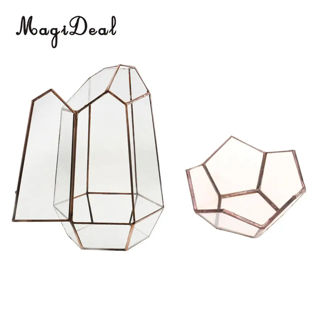 MagiDeal 2pcs Glass Geometric Terrarium Succulent Plant Planter Candle Jewelry Holder Wedding Engagement Supplier